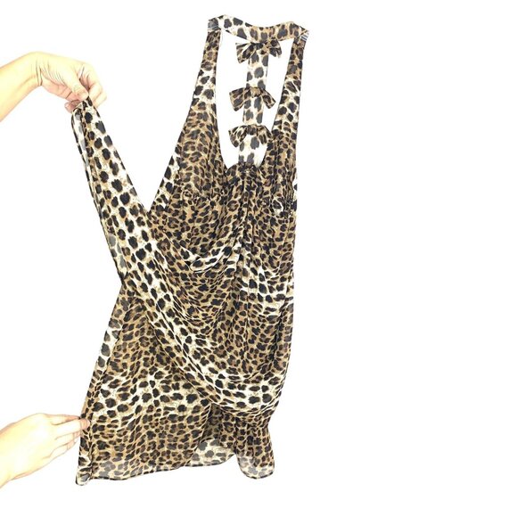 In Bloom L T-Back Chiffon Tank Top Animal Print Scoop Neck Sleeveless Tulip Back - Picture 5 of 11